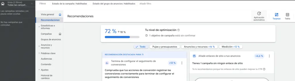Aplicación automática de Recomendaciones