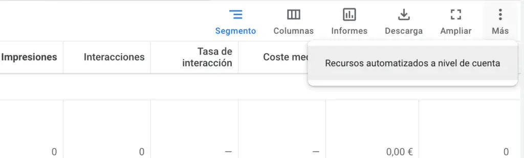 Aplicación automática de Recursos anuncios