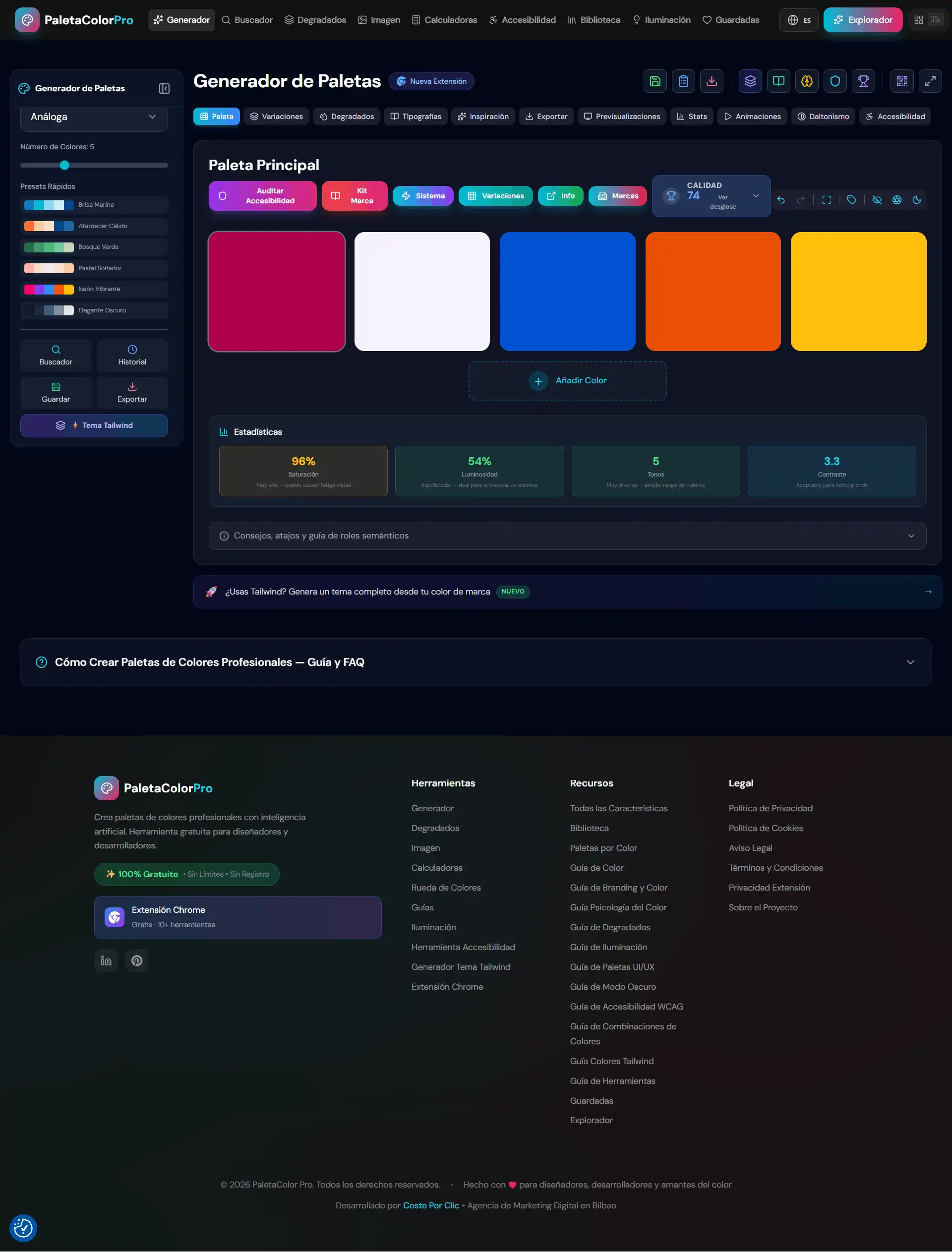 PaletaColor Pro — Suite de color para diseñadores